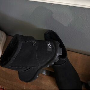 UGG Black Suede Ankle Boot with Lug Sole